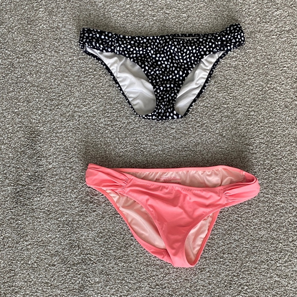 Victoria's Secret Black and Pink Bikini Bottoms
